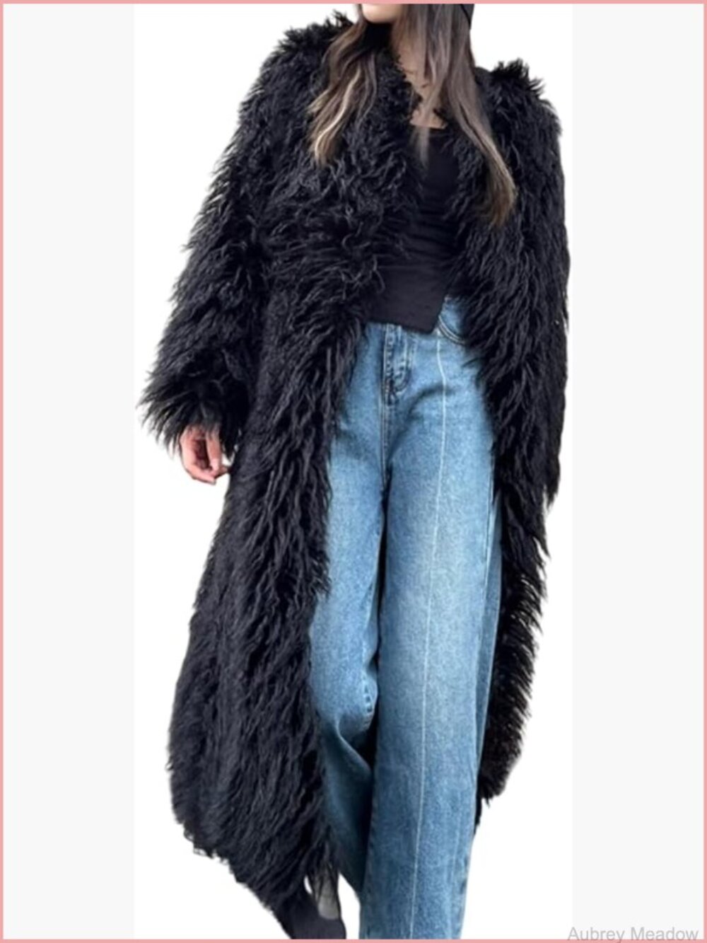 Shaggy Faux Fur Maxi Overcoat Cardigan Long Jacket